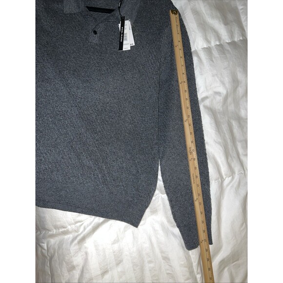 Tahari Polo Sweater Wool Blend Mens Medium Collared Knit Gray Preppy Casual NWT - Picture 15 of 16
